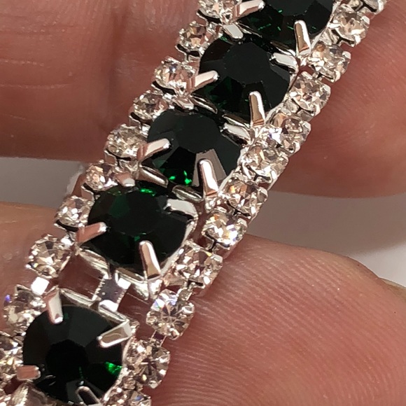 12ct London GREEN SILVER tennis bracelet -boutique - Picture 2 of 8